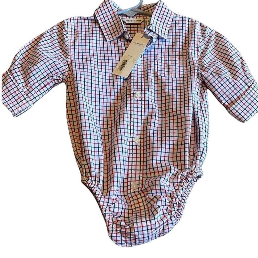 Janie and Jack button onesie with collar